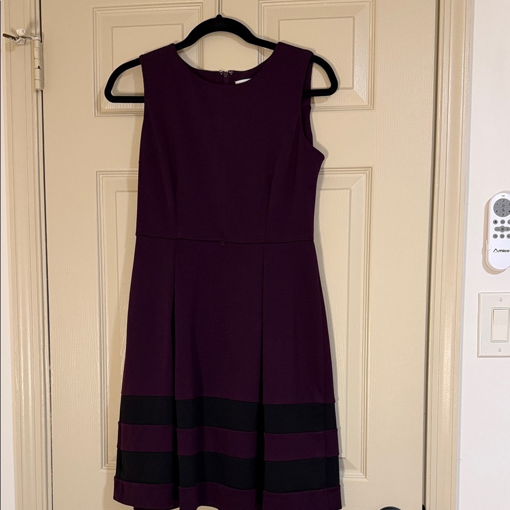 Calvin Klein Purple and Black Midi Dress 6P CW03